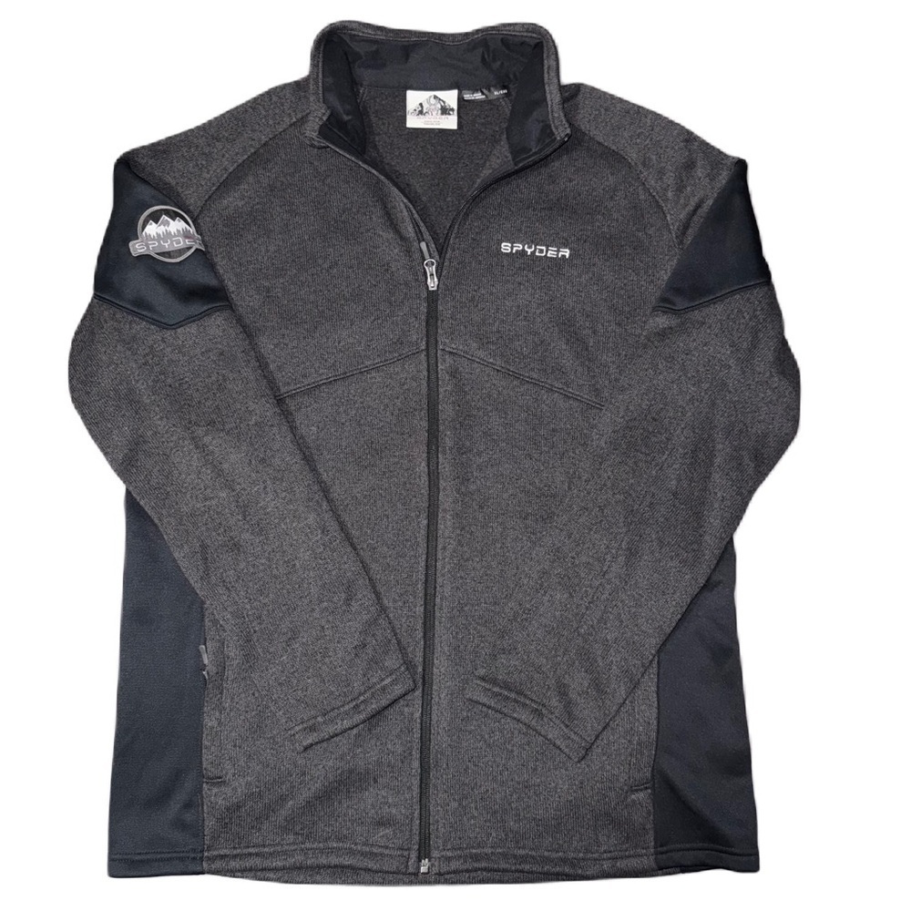 Spyder Empire Performance Sweater Logo Jacket Size XL Pockets Gray Black EUC